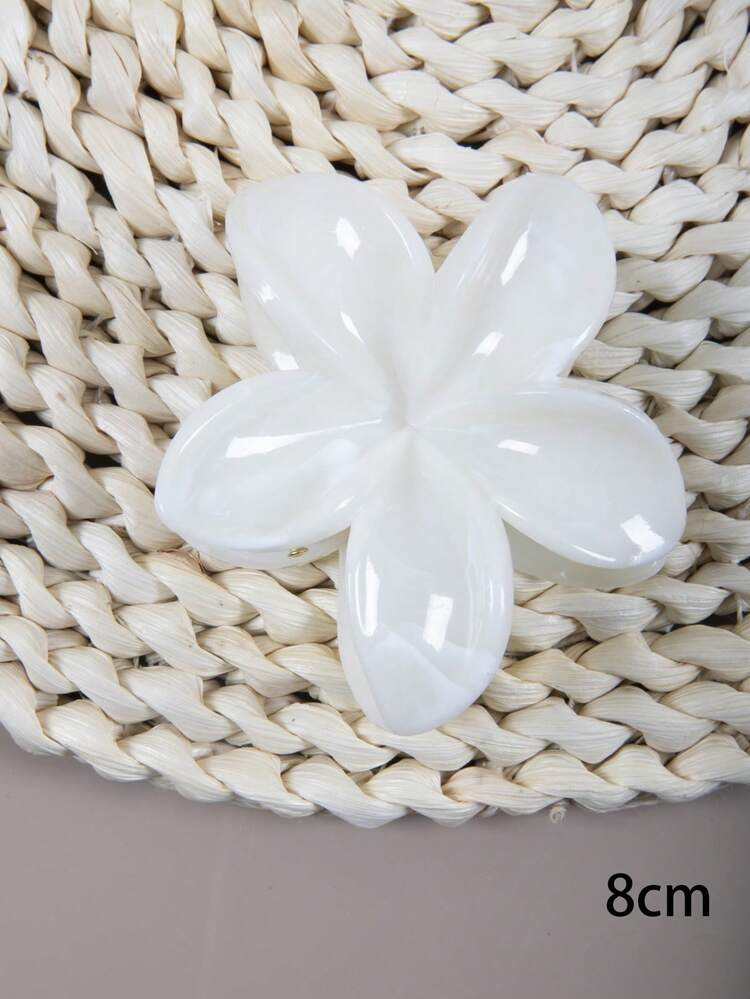 2个粉白相间8厘米/3.15英寸花卉渐变大号轻便塑料发夹，时尚百搭高端优雅简约纯色，适合日常外出、休闲、派对、通勤、度假、发型设计、洗脸、化妆、服装搭配、美发工具、卷发造型、旅行、美发工具、女士配饰、发饰、秋季、女士、时尚发饰沙滩夹 - 彩色 - 查看 2