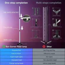 1pc/Set RGBIC LED Floor Corner Lamp, Home Decor, Minimalist Dimmable Ambiance Light, Controllable Via App, Remote, Button, Adjustable Height, Music Sync, Timer, 49 Inch (124cm) Tall, Suitable For Living Room, Bedroom, Home, Office, Christmas Party, Halloween Decoration - 落地燈 - 查看 7