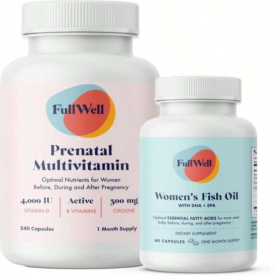FullWell Prenatal Vitamin + DHA | Omega 3 Fish Oil With DHA &Amp; EPA For Brain Development &Amp; Nervous System Support | 26+ Vital Nutrients | Dietitian-Formulated, Non-GMO, 3rd Party Tested, 30 Servings - Tên hương vị B - Xem 1