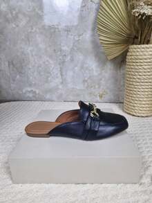 Women's Square Chain Mule Shoe 007 - Black - View 4