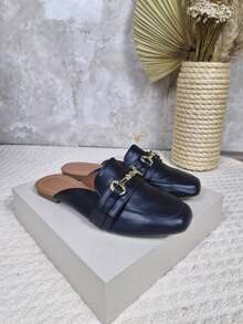 Women's Square Chain Mule Shoe 007 - Black - View 3