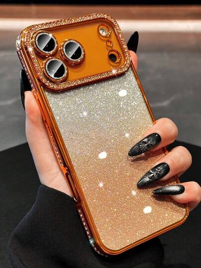 1pc Luxury Bling Glitter Diamond Sequin Electroplated Clear Phone Case Compatible With IPhone 17 AIR 16 15 14 13 12 11 Pro Max Plus Soft Silicone Back Cover