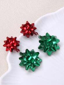 1 Pair Creative Christmas Rhombus Earrings, Minimalist Winter Decorative Earrings, European & American Holiday Decor Earrings, Fashionable Long Design Earrings Suitable For Women's Daily And Holiday Wear