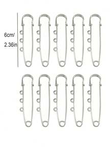 5枚/10枚 2英寸 3孔 银色/金色金属胸针别针，DIY胸针配件 办公配饰 衬衫外套饰品 圣诞节万圣节服装别针 趣味可爱教师礼物 服装配饰 包包挂饰