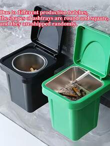 1pc Stainless Steel Wall Mounted Ashtray With Lid, Trash Can Shape - Anti-Flying Ash, Creative Home And Bathroom Decoration, Suitable For Living Room, Bedroom, Holiday Gift