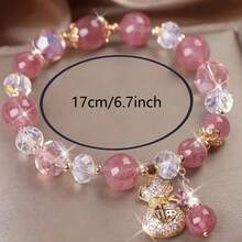 1 件草莓水晶玻璃手链女士祝福包吊坠串送女朋友女友礼物手链