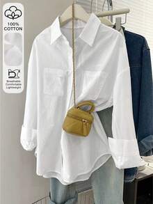 Women's Casual Loose Fitting Shirt, Elegant Minimalist Design, Versatile