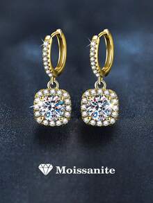 2 piezas Pendientes de botón de moissanita de plata de ley 925 de 5.0 mm, versátiles y de lujo, adecuados para el uso diario de los hombres, Día de San Valentín, Navidad, Acción de Gracias, Año Nuevo, joyería de plata para hombres, moissanita para hombres, regalo de joyería hip-hop - Amarillo Oro - Ver 7