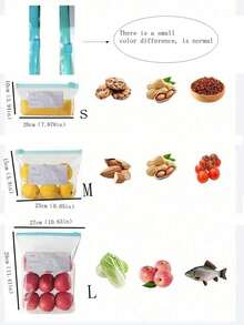 45个可重复密封食品保鲜袋（包含10个大号袋+15个中号袋+20个小号袋），加厚冷冻袋，适用于微波炉加热，蓝色，用于长期保鲜和整理食物，透明PE拉链袋，适用于厨房食物分类收纳、零食储存、果蔬分类，确保食材新鲜，居家必备保鲜袋 - 彩色 - 查看 8