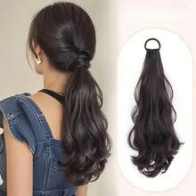 Women's Heat-Resistant Synthetic Ponytail Wig - Long Curly Wavy Non-Slip Rubber Band, Natural Layered Suitable For Daily Party Photos, Full Light Beige Color And All Hair Types Exclusive Stable High-Temperature Resistant Fiber Wig