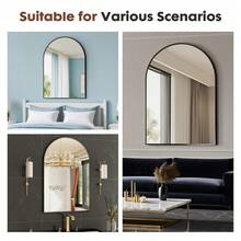 Arched Wall Mirror 30x20 Inch - Rust-Proof Metal Frame, Anti-Fog & Shatterproof For Bathroom Vanity, Bedroom, Entryway(Modern Luxury Gold/Black) - màu đen - Xem 7