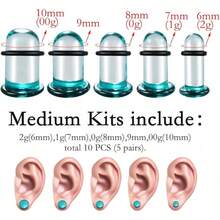 12Pcs Glass Stretching Kit With Rubber O-Rings For Body Piercing - Turquoise - View 6