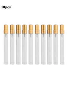 56件組便攜玻璃香水分裝瓶，10ml/5ml/2ml/3ml迷你旅行可重複填充瓶，鋁製噴霧瓶附細霧噴嘴，金色與銀色，含6件分裝工具，無味，旅行分裝瓶套組，迷你洗手液分裝瓶，香水分裝 - 彩色 - 查看 49
