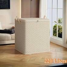 1 thùng đựng đồ cỡ lớn 220L (7,8 feet khối) - Hộp đựng đồ có khóa kéo tiết kiệm không gian, hộp đựng đồ di động nhẹ dưới gầm giường cho tủ quần áo, gác xép, khi chuyển nhà - Thùng vải không dệt màu be đựng đồ giường, quần áo, khăn trải giường - Nhà cửa, du lịch, sắp xếp theo mùa, lưu trữ trong phòng ngủ, thiết kế họa tiết hình học, tay cầm chắc chắn - Nhiều màu - Xem 8