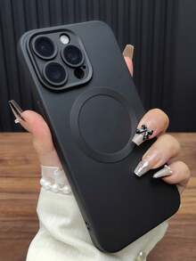 Fashionable Magnetic Matte Soft Phone Case, Compatible With IPhone 17 Pro Max, 17 Pro, 17 Air, 17, 16, 15, 14 Plus, 13, 12, 11 Pro Max, Glass Lens, Supports Wireless Charging - Black - View 3