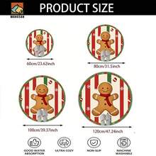 1 pièce Tapis antidérapant de salle de bain en forme d'homme en pain d'épices de Noël, en matériau de flanelle, tapis de sol rond, décoration moelleuse, convient pour les salles de bain, les portes, les cuisines, les salons et autres occasions, lavable en machine, antidérapant, décoration de Noël, peut être offert en cadeau