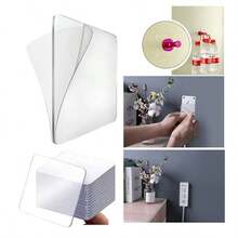 10-50 piezas (2.36 pulgadas/6 cm) Cinta adhesiva transparente cuadrada de doble cara, cinta adhesiva transparente desmontable de uso pesado para colgar en la pared