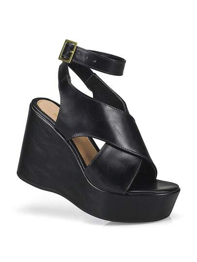 Loris Shoes Oficial Sandalia Feminina Confortável Salto Anabela Plataforma X Fivela Elegante 20802