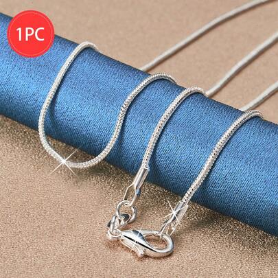 Stylish 925 Silver Plated Snake Chain Necklace - Hypoallergenic, Shiny Clavicle Chain, Exclusive For Women | The Perfect Gift For Valentine's Day And Everyday Decoration - 16"-30