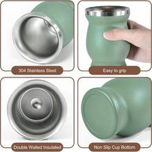 Yerba Mate Cup 8 Oz Yerba Mate Gourd And Bombilla Straw Set Stainless Steel Double Wall Vacuum Insulated Tea Cup Green