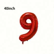 1pc 32/40 Inch Red Solid Number Foil Balloon, 0-9 Large Size Polyester Digit Balloons, Decorative Balloons, Reusable, Suitable For Birthday Decoration, Party Decoration, Anniversary, Room Decoration, Wedding Anniversary, Party Supplies - Red - View 27