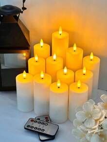 4/12pcs Flameless Candles With Remote/Timer, LED Electronic Candles, Outdoor Flickering Flameless Candles, Battery Powered, Home Decor, Tabletop Decor, Holiday Decor, Wishing Candles, Suitable For Christmas, Valentine's Day, Halloween, Home, Wedding, Gift, Birthday Decor, Party - 白色 - 查看 5