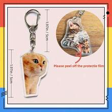 1pc/4pcs Pet Keychain Photo Acrylic Pendant Accessory Backpack School Letter - 彩色 - 查看 4