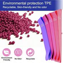 5-Piece Yoga Resistance Band Set For Home Workouts TPE Material High Elasticity And Durability Perfect For Yoga Squats Glute Exercises Strengthen Legs Hips And Thighs - Màu tím - Xem 7