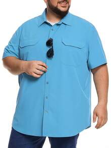 Big And Tall Men's Fishing Shirt With UPF 50+ Sun Protection - 卡其色 - 查看 3