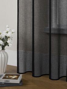 1 tấm rèm voan trắng mỏng, được thiết kế để lọc ánh sáng nhưng vẫn trong suốt, thích hợp cho phòng ngủ, văn phòng, nhà bếp, phòng khách, phòng làm việc và trang trí nhà cửa. - màu đen - Xem 5