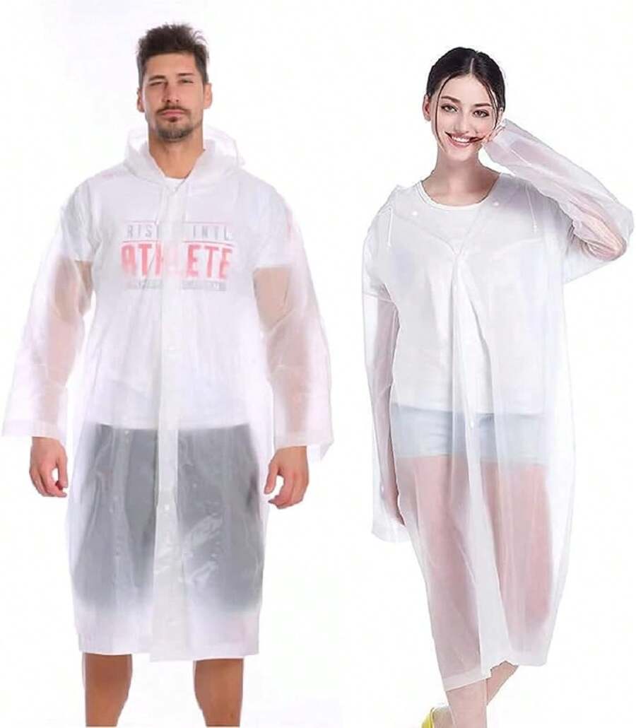 2 PACK Capas de Agua para Adultos Hombres y Mujeres - Poncho Impermeable Reutilizable Ligero de EVA - Para Lluvia, Viaje, Camping, Festivales, Emergencias, Actividades al Aire Libre - blanco - Ver 1