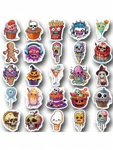 SCXXBSW 50pcs Halloween Horror Food Cartoon Graffiti Stickers Decorative Handbooks Water Cups Notebook Luggage Stickers - Multicolor - View 11