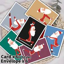 12 بطاقة تهنئة عيد الميلاد مع مغلفات، بطاقات سانتا كلوز الجميلة، هدايا عيد الميلاد، مناسبة لتقديمها لأفراد العائلة والأصدقاء والزملاء كهدايا عيد الميلاد