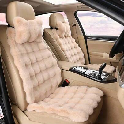 1 peça Almofada de assento de carro de pelúcia macia e fofa, capa de assento de carro de inverno com revestimento antiderrapante, almofada de automóvel confortável para viagens longas, viagens rodoviárias, perfeita para motoristas, passageiros e veículos