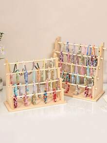 1 st smyckesställ i trä, armbands- och halsbandsställ, flerskiktad förvaringshållare för armband, ringar, örhängen, halsband, minimalistisk naturlig trädesign, oumbärlig för smyckesorganisation i hemmet