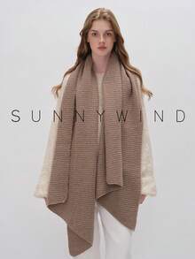1pc Women Solid Color Soft Knit Scarf, Everyday Use For Dress - Camel - View 4