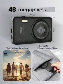 W&O 2025 New 1080P FHD Digital Camera With 32GB Card, 48MP Auto Focus , Puzzle Game,. Budget-Friendly Holiday Gift (Thanksgiving, Christmas, Halloween) - 黑色 - 查看 6