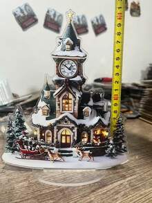2D Flat, 0.3cm Thick Christmas Village Crystal Sculpture With Base, Winter Theme Collectible, Suitable For Bedroom, Office, Dining Room, Living Room, Kitchen Tabletop Decor, No Power Needed, Perfect Holiday Gift, Santa Claus Theme, Desktop Hanging Decor, Ideal For Christmas Home Decor Christmas Decorations Room Decor - Multicolor - View 6
