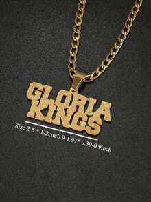 1pc Customized 316L Stainless Steel Name Necklace, Bohemian Style Personalized Letter Pendant, Thick Curb Chain, Suitable For Men And Women, Perfect Gift For Wedding, Thanksgiving, Christmas - Style 2 - View 3