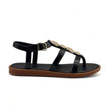Kit Of 2 Pairs Of Women's Flat Sandals, Modern And Comfortable, For Walking - Caribbean - Vàng + Đen - Xem 2
