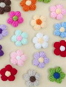 10/100PCS Handmade Crochet Colorful Small Woolen Flowers Puffs, Pulled Out Can Be Used As Holiday Accessories Clothing Accessories, Inserted Can Be Used As Flower Ornaments, Table Decoration, Bedroom Decoration, Valentine's Day Gift, Gift For Daughter Or Mother- Vibrant Holiday Clothing Accessories
