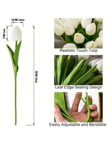 20pcs Romantic Premium Artificial Flowers Centerpieces,Plastic Flowers Real Touch Tulips Silk Bouquet, Artificial Flowers For Wedding Room Home Hotel Party Event New Years Gifts Handheld Flower Arrangement For Valentine's Day Wedding/Home/Bedroom/Living Room/Table Decoration/Bride's Bouquet/Outdoor Garden