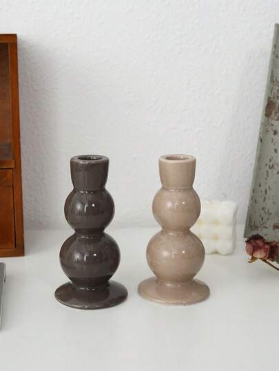 1 pièce Bougeoir en forme de gourde en céramique, support de bougie de style Ins, convient pour la décoration de la maison, la décoration de table, les fêtes de vacances