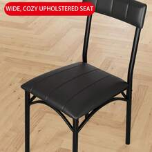 Juego de 2 taburetes de bar tapizados con respaldo y reposapiés para cocina, sillas de bar para isla, fácil montaje, color negro - Negro 2 - Ver 3