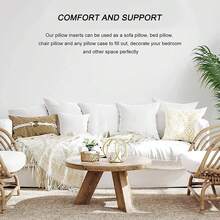 Tomnk Set Of 4/6 White Square Throw Pillows, Couch Pillow, Soft Polyester Fabric, Plush Texture, Ideal For Bed & Couch, Adds Comfort & Modern Style, Decorative Accent Cushions - trắng - Xem 6