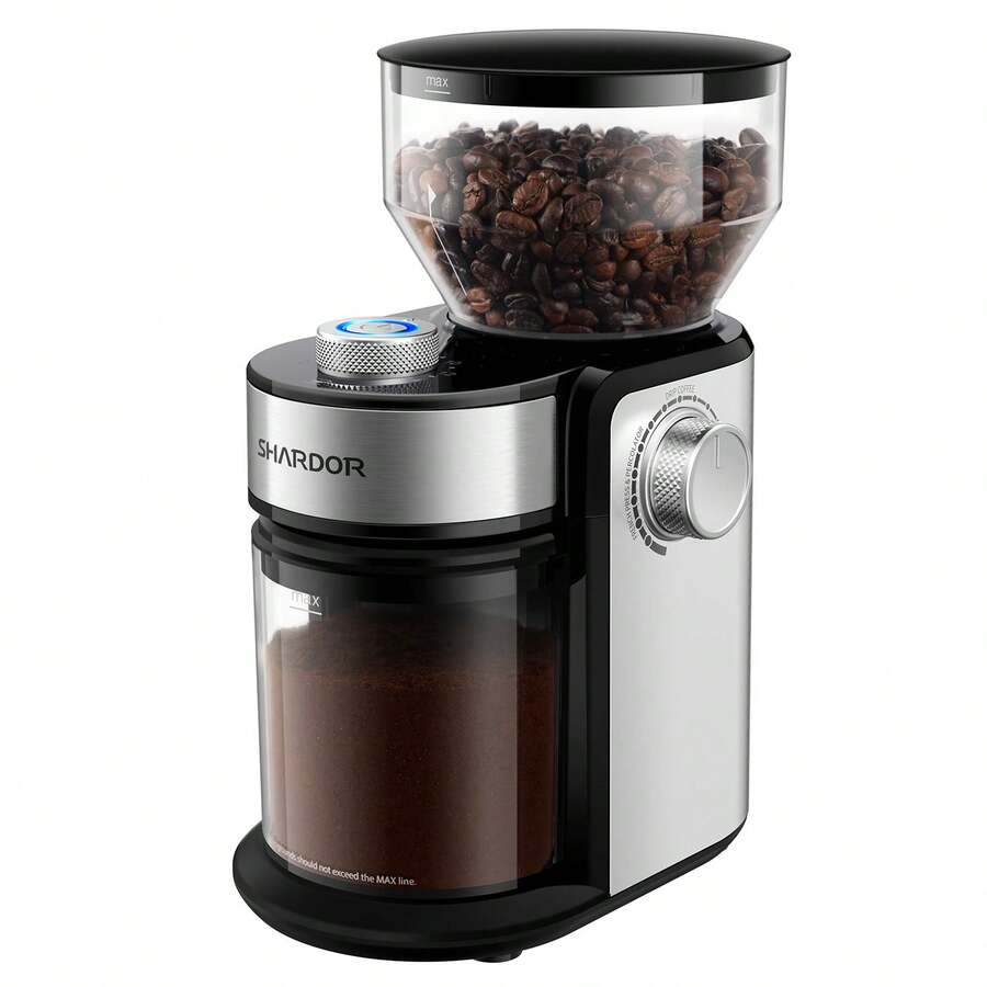Burr Coffee Bean Grinder Electric, Adjustable Burr Mill With 16 Precise Grind Setting For 2-14 Cup, Silver. - 美規A型插(110-127V) - 查看 1