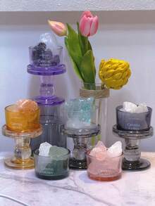 1 pieza Juego de difusor de aromas sin llama con piedra de cristal natural y taza de vidrio, decoración de piedra de aroma de cristal simple y de calidad para dormitorio, sala de estar, escritorio, difusor de aromaterapia, regalo del Día de la Madre, regalo de cumpleaños para ella, accesorio de decoración del hogar. El producto incluye solo la piedra de cristal y la taza de vidrio, sin aceites esenciales. Se enviará una nueva versión o una versión antigua al azar.