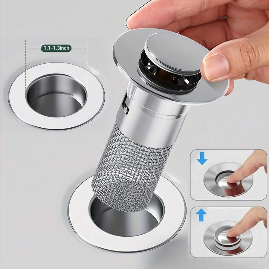 Universal Bathroom Sink Plug Stopper Wash Basin Core Bounce Pop Up Drain Filter - A - Xem 1