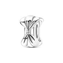 1 pieza Encanto de cuentas de silicona con diseño de huella de gato perezoso, lazo y circonita cúbica brillante en color plateado, accesorio versátil y clásico apto para hacer pulseras, collares y pendientes de joyería DIY para mujeres y niñas