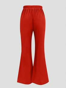 1 Set Solid Color V-Neck Short Sleeve Top And Split Leg Pants Lab Coat Nurse Scrub Uniform Scrubs Suit, Pet Hospital Clinic Work Scrub Uniform Top And Pants With Pockets - 紅色 - 查看 8